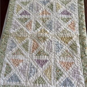 Patchwork machine quilted pillow shams with Floral Accents (2)